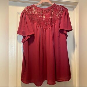 Torrid Burgundy Lace Accent Blouse